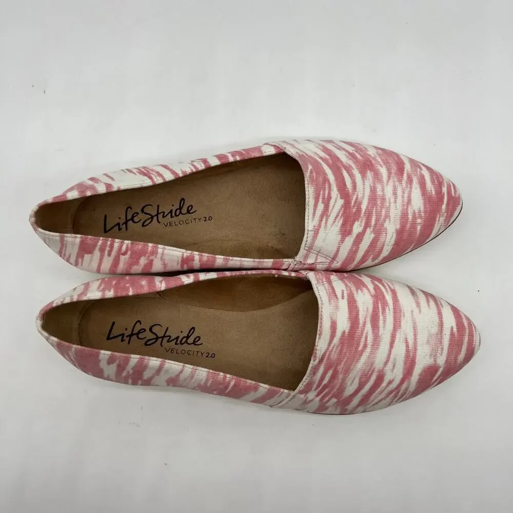 LifeStride Women's Shoes Size 6.5W Slip on Pink & White